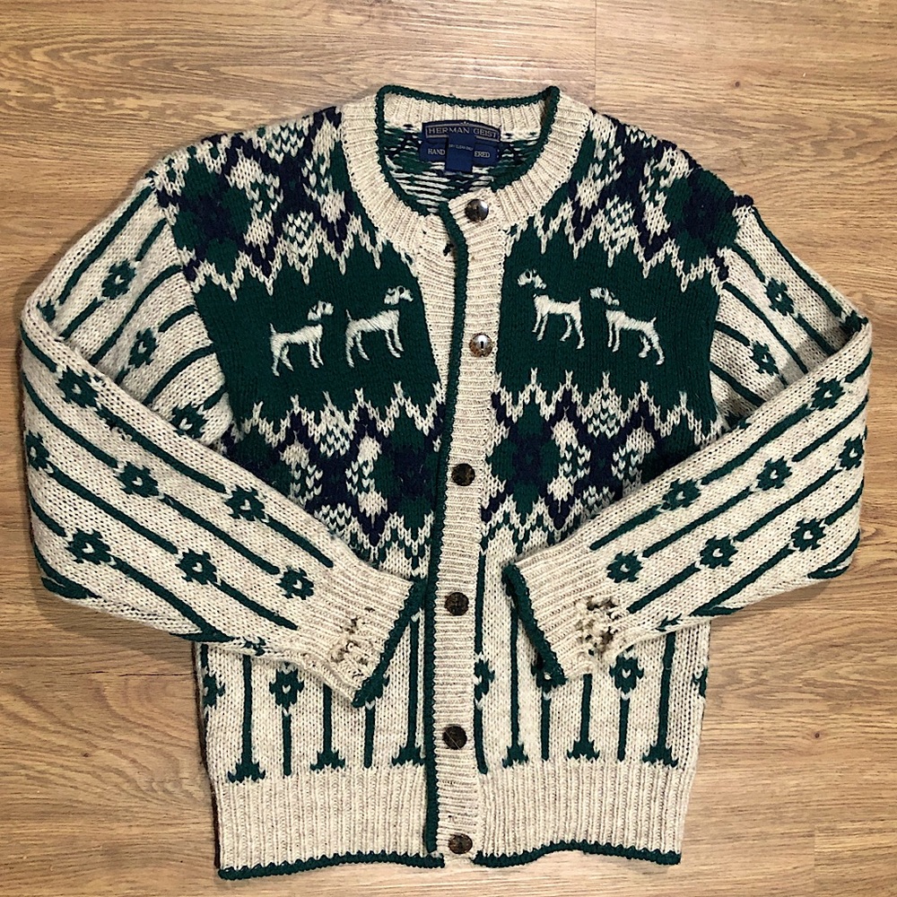 Vintage Wool Hand Embroidered Sweater by Herman Geist